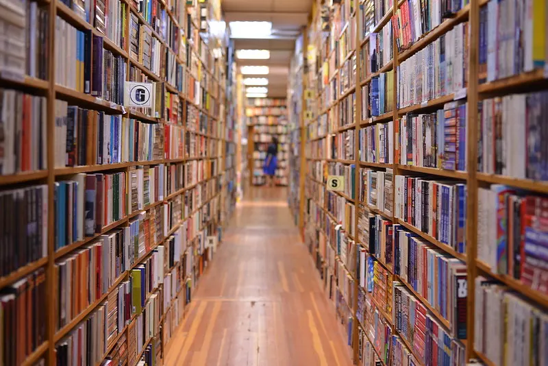 bookshelves in a library aisle